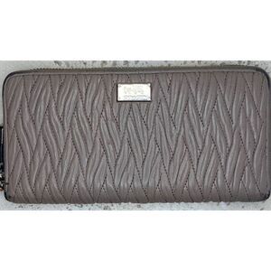 Coach Madison Gathered Twist Accordion Leather Zip Wallet F49609 Grey